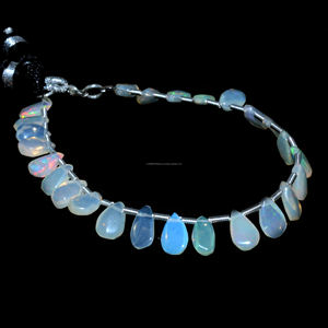 หินโอปอลเอธิโอเปียอัญมณีทรงลูกแพร์เรียบหรูขนาด6นิ้ว7x5 to10x5มม. สีขาวแบบพรีเมี่ยมหลายเส้นสำหรับทำเครื่องประดับ - Product Image 3