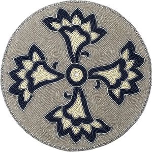 Luxury Handmade Beaded Embroidery <b>Round</b> Placemat Arabic Coffee <b>Table</b> <b>Mat</b> Decorative Mughal Style Beadwork Coaster <b>Mats</b> Pats - Product Image 4