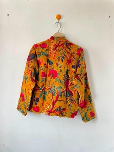 Indian Handmade Cotton Quilted <b>Reversible</b> Knitted Animal Print Three-Quarter Sleeve Pullover Turn-down Collar Jacket & <b>Coat</b> - Product Image 2