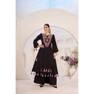 Vêtements traditionnels chinois de créateur-Haut et bas élégants pour les fêtes avec fil et miroir véritable - Product Image 5