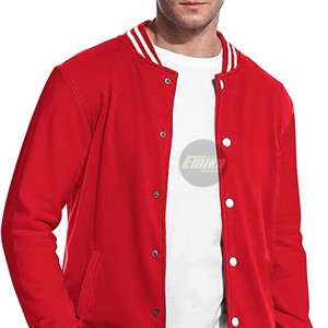 Chaqueta Varsity Roja para Hombre, Cuello Redondo, Botones a Presión, Estilo Deportivo, Diseño 2026, Chaqueta Universitaria para Hombre - Product Image 1