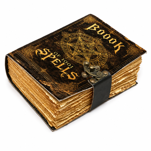 NEW ERA Book of 1001 Spells Leather Bound Journal Metal Clasp Embossed Pentagram Design Hardcover 100 Sheets UV Printed Gift - Product Image 2