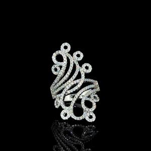 B2B Diamond Swirl <b>Ring</b> Silver 6.698g Layered Ribbon Curve Pave <b>CZ</b> Diamond High Polish Silver Plating Statement Jewelry Supply - Product Image 2