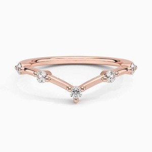 V Shape Diamond Chevron <b>Ring</b> Minimalist Stackable Band Curved Wedding <b>Ring</b> Dainty Gold V <b>Ring</b> Bridal Jewelry - Product Image 2