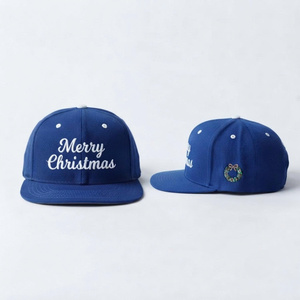 Gorra Snapback Negra de 6 Paneles, Estructurada, con Visera Plana, de Tela de Algodón, para Navidad, Festivales, con Logotipo Bordado Personalizado, Unisex - Product Image 4