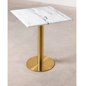 Table basse ronde moderne en marbre gris avec base en métal doré, faite à la main, durable, table d'appoint pour salon - Product Image 3