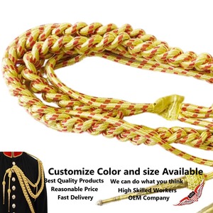 Gold <b>Braided</b> Metallic <b>Cord</b> With Brass Tips For Garment Use Classical Strand Aiguillette - Product Image 2