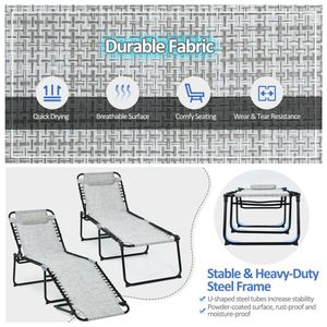 Sedia a Sdraio Pieghevole con Schienale e Poggiapiedi Regolabili per Uso in Spiaggia - Product Image 5