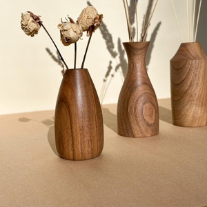Eco Friendly Wooden Flower <b>Vase</b> Rustic Natural Wood <b>Vase</b> for Living Room Modern Handmade Solid Wood Art Deco Design - Product Image 5