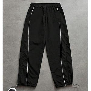 Custom Men's Canvas Track Pants Lightweight Loose Fit Colorblock Pattern Custom Piping Design <b>Hip</b> Hop Style High Street Sports - Product Image 2