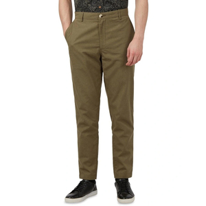 Olive Green Chino Pants High Waist Mid weight Cotton Casual Trousers Button Fly Autumn Season - Product Image 3