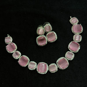 Conjunto de joyería nupcial de diamante americano clásico, collar y pendientes de dos piezas para boda, estilo clásico de moda - Product Image 1