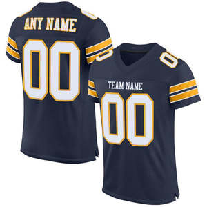 Camiseta de Fútbol Americano Personalizada Unisex Azul de Malla con Cuello en V, Manga Corta, Impresión por Transferencia de Calor, Mezcla de Poliéster/Algodón, Nombre del Equipo - Product Image 1