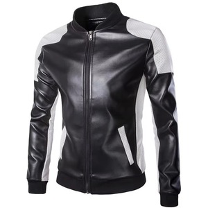 <b>Men's</b> Genuine <b>Leather</b> <b>Jacket</b> Double Breasted Turn-down Collar Slim Fit Moto Biker Style Autumn - Product Image 1
