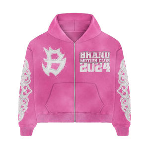 Survêtement rose 100 % coton avec fermeture éclair pour homme 2026 |   Ensemble d'entraînement respirant et écologique à coupe classique |   Taille Plus OEM - Product Image 6