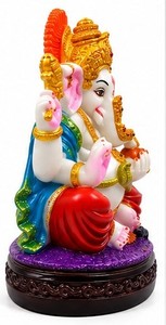 Hand Painted Resin Lord Ganesha Sculpture Hindu God Figurine <b>Elephant</b> Head Statue for Home <b>Decor</b> - Product Image 3