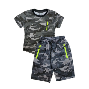 Ensembles d'été en coton respirant pour enfants, t-shirt camouflage et short, tenue en deux pièces, légère, confortable, vêtements décontractés pour garçons - Product Image 4