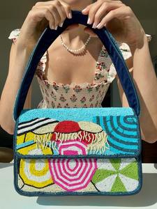 Sac à main coréen en perles de bois, fait main, tissé, avec poignée supérieure, tendance créative, ajouré, pour les loisirs, les vacances et la plage, très prisé - Product Image 3