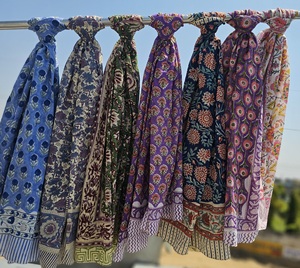 Hand Block Print Cotton <b>Sarong</b> Pareo Floral Paisley Leopard Beach Wrap for Women Boho <b>Bikini</b> Cover 1 Lightweight Vacation Wear - Product Image 2