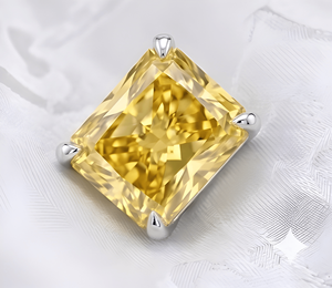 Bague solitaire fantaisie en diamant jaune rectangulaire radiant cultivé en laboratoire pour femme, idéale pour les fiançailles, les mariages et les propositions de mariage - Product Image 5