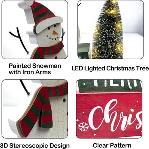 Decorazioni Natalizie Vintage con Luci LED, Insegna in Legno a Forma di Pupazzo di Neve per Casa e Fattoria, con Timer - Product Image 3