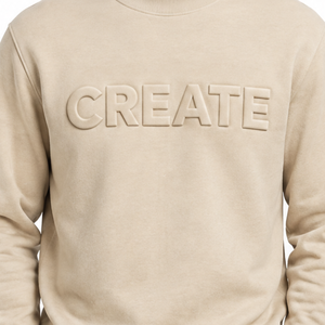 Sudadera de cuello redondo beige para hombre de alta demanda, con letras en relieve, corte regular, de algodón tejido, para otoño. - Product Image 3
