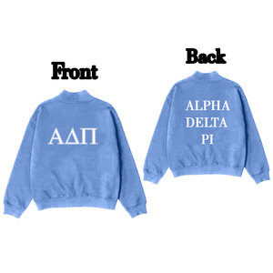 Sudadera de Cuello Redondo para Mujer Alpha Delta Pi, Azul, Algodón, Estampado de Letras, Otoño, Corte Regular, Manga Larga, Tejido de Punto - Product Image 1