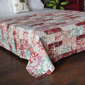 Indian Cotton Hand Block Printed Kantha Twin Quilt <b>Throw</b> 150x220 cm Hand Embroidered Handmade Bedspread Boho Bedroom Bedding Set - Product Image 3