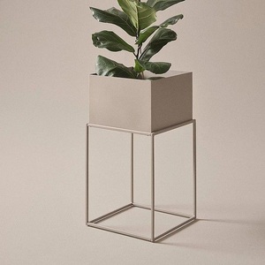 trending Minimalist Ceramic Planters Set with Copper Frame Indoor Green Plant Pots for Desktop Decor Glazed White Finish - Product Image 5