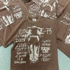 T-shirt graphique personnalisé effet vieilli, coupe oversize à épaules tombantes, avec empiècements patchwork, col montant, en tissu épais, délavé à l'acide - Product Image 5