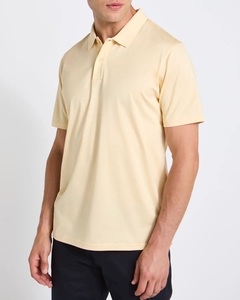 Men's Light Yellow Polo Shirt Short Sleeve Solid Color Oxford Cotton Shirt Casual Wear Breathable Woven Top Classic <b>Smart</b> Casual - Product Image 2