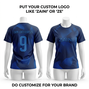 เสื้อฟุตบอลโพลีเอสเตอร์ระบายอากาศได้ดี 220 GSM พรีเมียม สีกรมท่า ดีไซน์แผงสี พร้อมสกรีนโลโก้ตามสั่ง แขนสั้น - Product Image 1