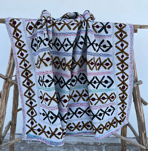 Handmade Vintage Suzani <b>Kantha</b> Quilt Colorful Floral Motif Hand Embroidered Cotton Reversible Boho Bedding <b>Throw</b> - Product Image 5