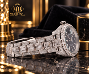Reloj de Cuarzo de Lujo MB ETERNAL JEWELS con Incrustaciones de Diamantes, Caja Cuadrada de 41 mm, Acero Inoxidable, Puntero Analógico, Cristal de Zafiro, Hebilla - Product Image 3