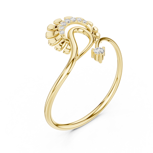 Anillos de oro macizo de 14k para mujer con diseño minimalista de cola de pavo real y diamantes de corte redondo, ideales para regalo, compromiso, aniversario, boda. - Product Image 3