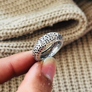 Anillo vintage chapado en plata 925, anillo geométrico con puntos, joyería de uso diario para mujer, anillo étnico tribal, anillo de plata oxidada - Product Image 3