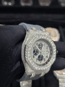 Nuevo Reloj de Pulsera Mecánico de Moda para Hombre, Colección Fancy Diamond, con Incrustaciones de Diamantes Redondos de Moissanita, Multifunciones, Correa de Goma Azul - Product Image 2