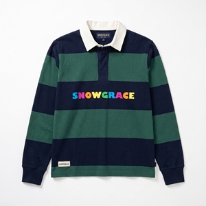 เสื้อโปโลแขนยาวลายทาง Snowgrace ปกคอปกปักโลโก้ แขนยาวทรงปกติ เสื้อผ้าผู้ชายสำหรับผู้ใหญ่ - Product Image 1