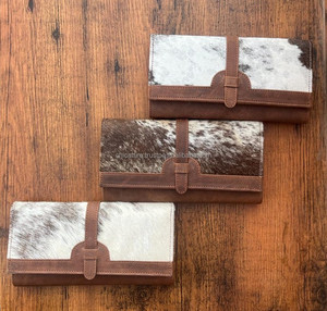 Carteras de cuero de vaca genuino de alta calidad para mujer, billetera delgada, billetera de mano occidental de cuero de alta calidad triple - Product Image 2