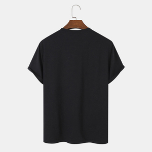 T-shirts imprimés en couleur noire, style streetwear, coton, style vintage, imprimés, respirants, confortables, manches courtes, pour hommes - Product Image 2