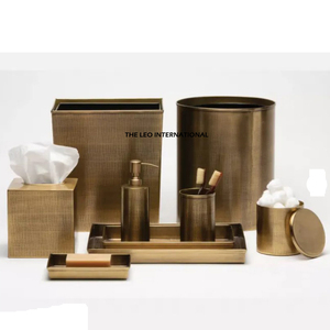 Fully Handcrafted Metal 9-Piece Luxury Bathroom Accessory <b>Set</b> with Soap Dispenser Tumbler Tissue Box Dustproof Items - Product Image 5