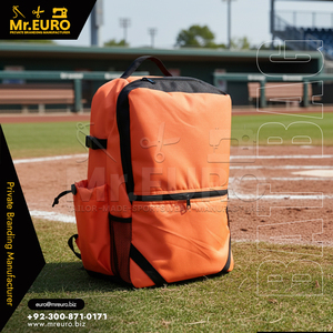 Bolsa de Béisbol Deportiva Mr. Euro MEMC-BG-0010 en Naranja Vibrante y Negro, Colores Personalizados, Mezcla de Poliéster, con Etiquetas de Logotipo Personalizadas - Product Image 3