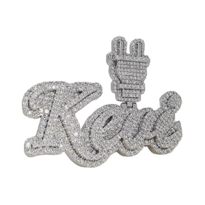 Iced Out Custom Letter Name <b>Pendant</b> Moissanite 925 <b>Silver</b> Hip Hop Themed Charms Personalized <b>Initial</b> Letter <b>Pendant</b> For Men's - Product Image 3