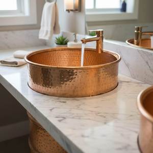 Lavabo de Cobre Único, Artístico, para Encimera, de Primera Calidad, Hecho a Mano, Elegante, de Metal - Product Image 3