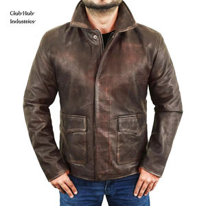 แจ็คเก็ตหนังพรีเมียมขนาดใหญ่พิเศษพร้อมโลโก้สั่งทำ ดีไซน์โดดเด่นพอดีตัวสำหรับผู้ชายไซส์พลัส - Product Image 1