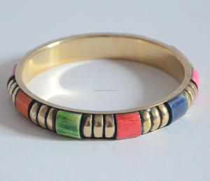 Top Tendance Artisan À La Main En Laiton Plaqué Or Bracelet Coloré Bohème Déclaration Bijoux Moderne Poli Sculpture Antique - Product Image 5