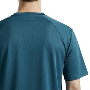 T-shirt de performance bleu pour homme, coton premium, col rond, respirant, doux, pour la gym, le fitness, l'entraînement, vêtements décontractés, logo personnalisé OEM O - Product Image 5