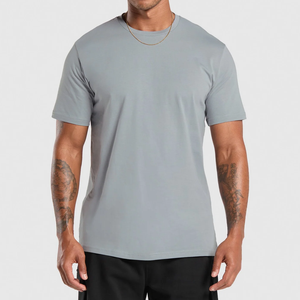 Camiseta de Manga Corta para Hombre, Color Gris Claro, Cuello Redondo, Corte Regular, Estilo Jersey Informal, 100% Algodón - Product Image 3