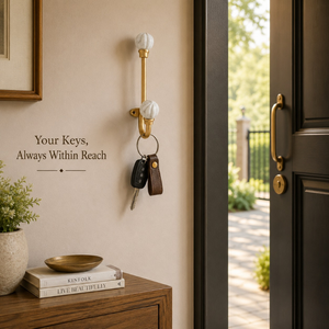 Luxury Brass and Ceramic Wall Hook Decorative Gold Wall Mounted Coat Hook Towel Robe Key <b>Hat</b> <b>Holder</b> Modern Home Bathroom decor - Product Image 4