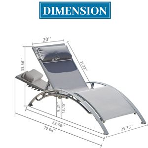 Set of 2 Outdoor Adjustable Backrest Patio <b>Recliner</b> <b>Chairs</b> with Removable Pillow Indoor/Outdoor <b>Beach</b> Sun Loungers - Product Image 3